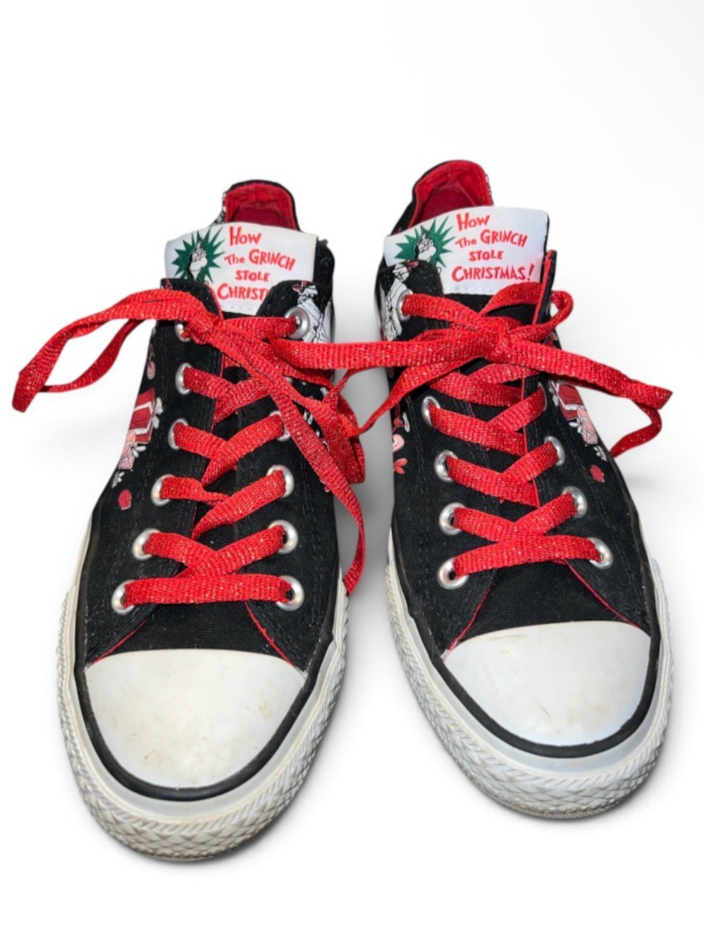 Converse women’s  "How The Grinch Stole Christmas" Black & Red Low-Top Sneakers